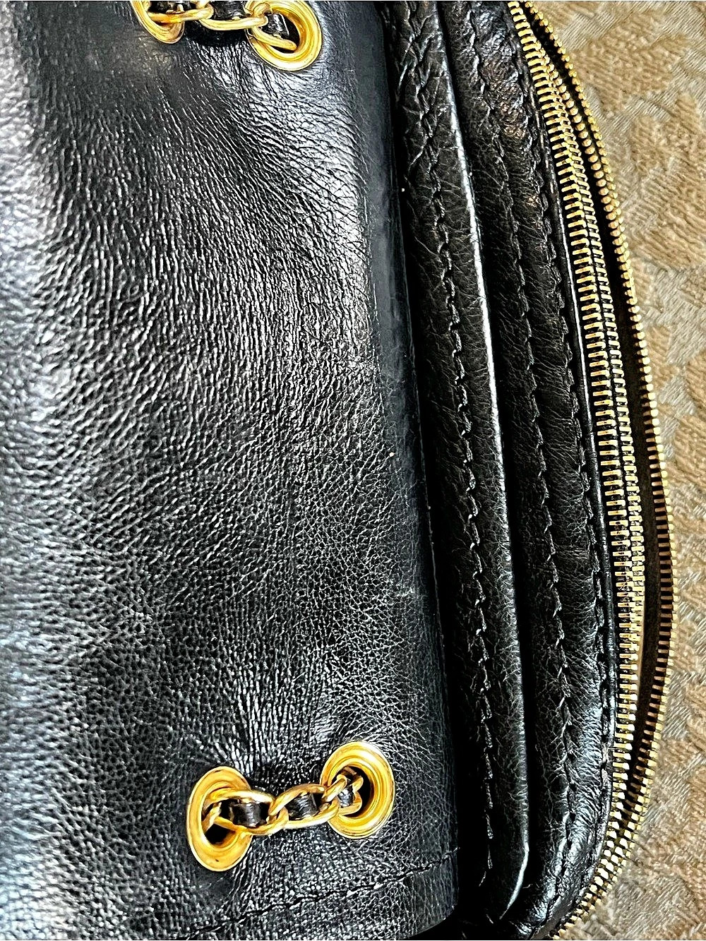 Prada Glace Calf Pushlock Chain Shoulder Bag Black - Picture 11 of 16